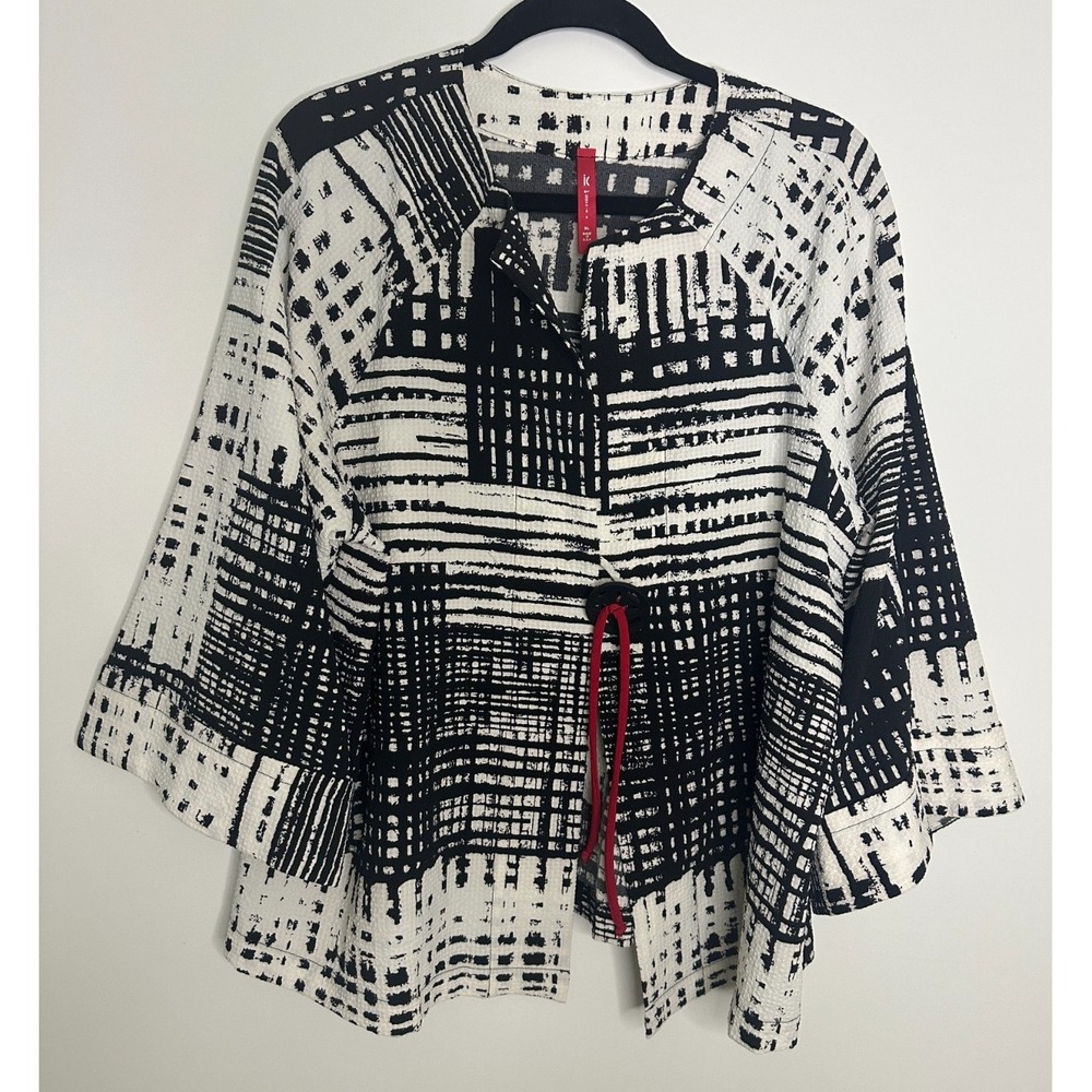 IC by Connie K Abstract Grid Button Jacket Topper Black White XL Abstract *Flaw - Picture 15 of 15